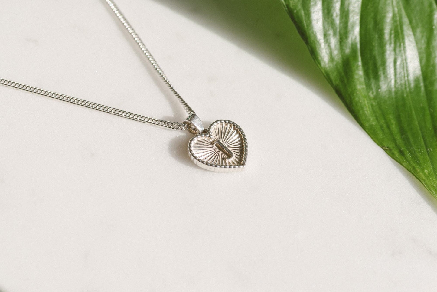 Heart Shaped Initial Silver Pendant - Customized Initial Jewelry