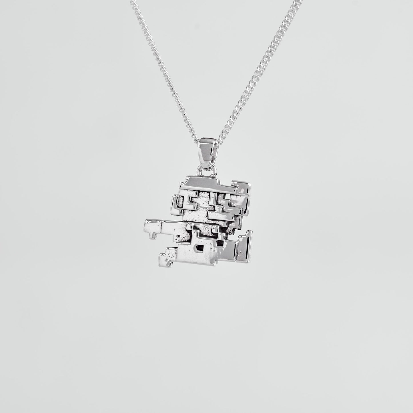 Mario Bros Retro Silver Pendant - Super Mario Jewelry
