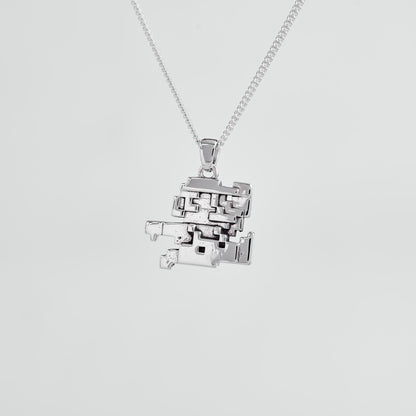 Mario Bros Retro Silver Pendant - Super Mario Jewelry