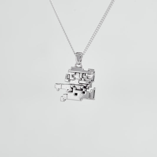 Mario Bros Retro Silver Pendant | Super Mario Jewelry