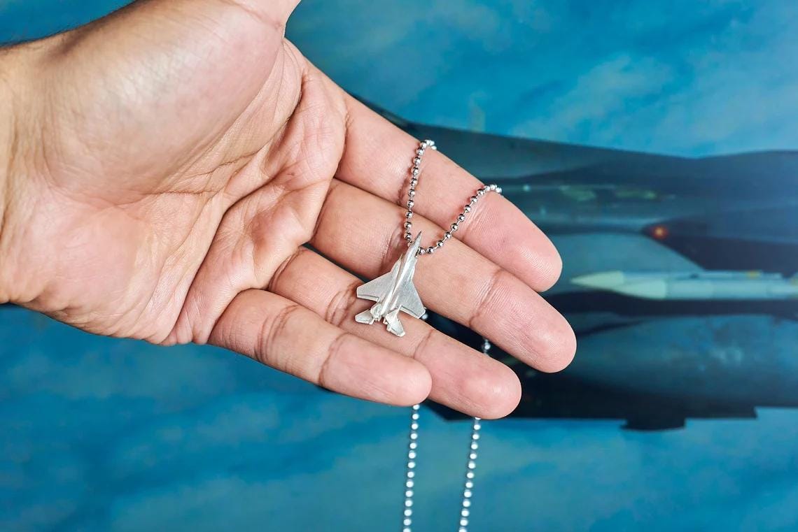 F-15 Silver Pendant - Aircraft Jewelry