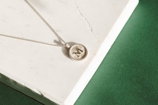 Circle Shaped Initial Silver Pendant | Customized Initial Jewelry