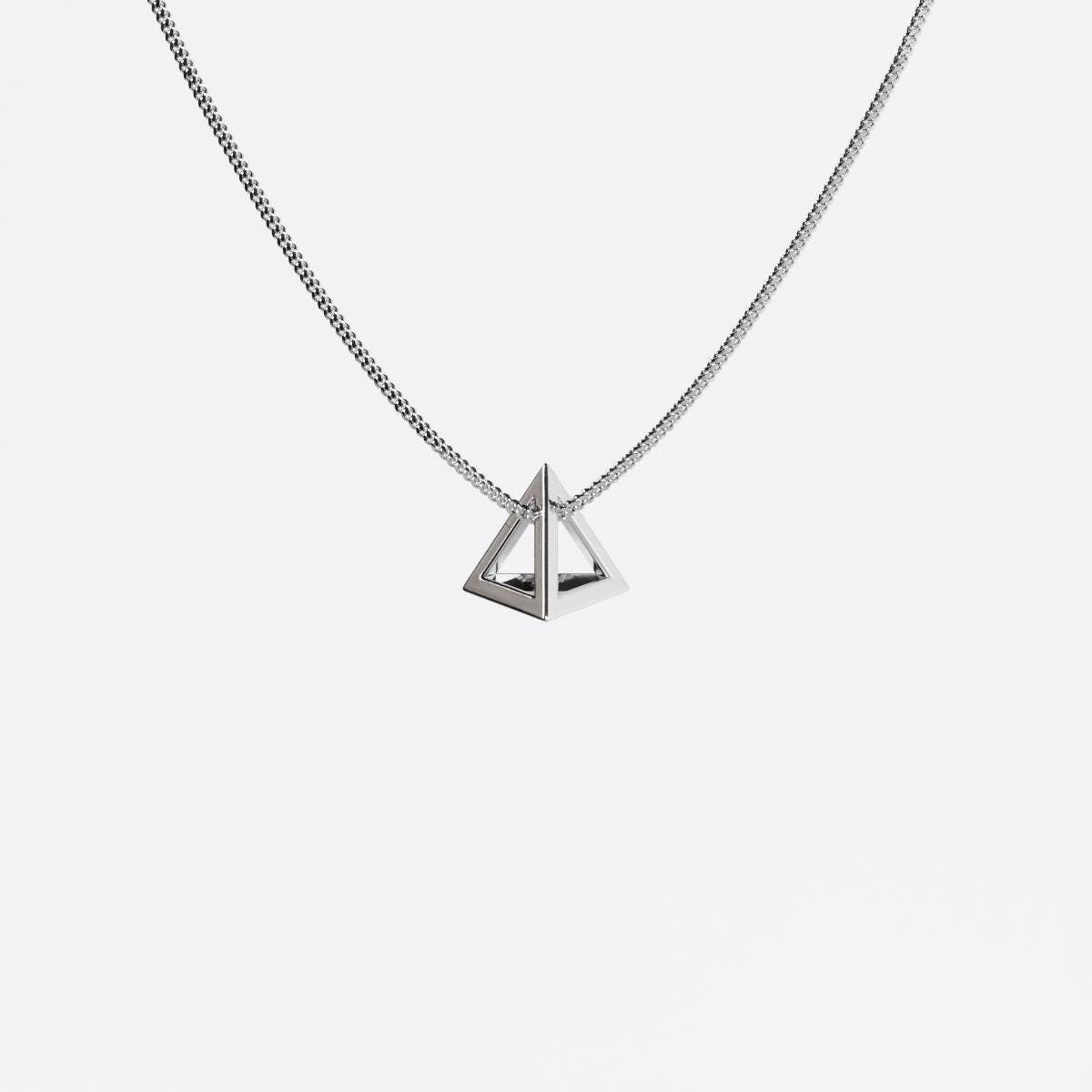 Tetrahedron Silver Pendant - Geometric Jewelry