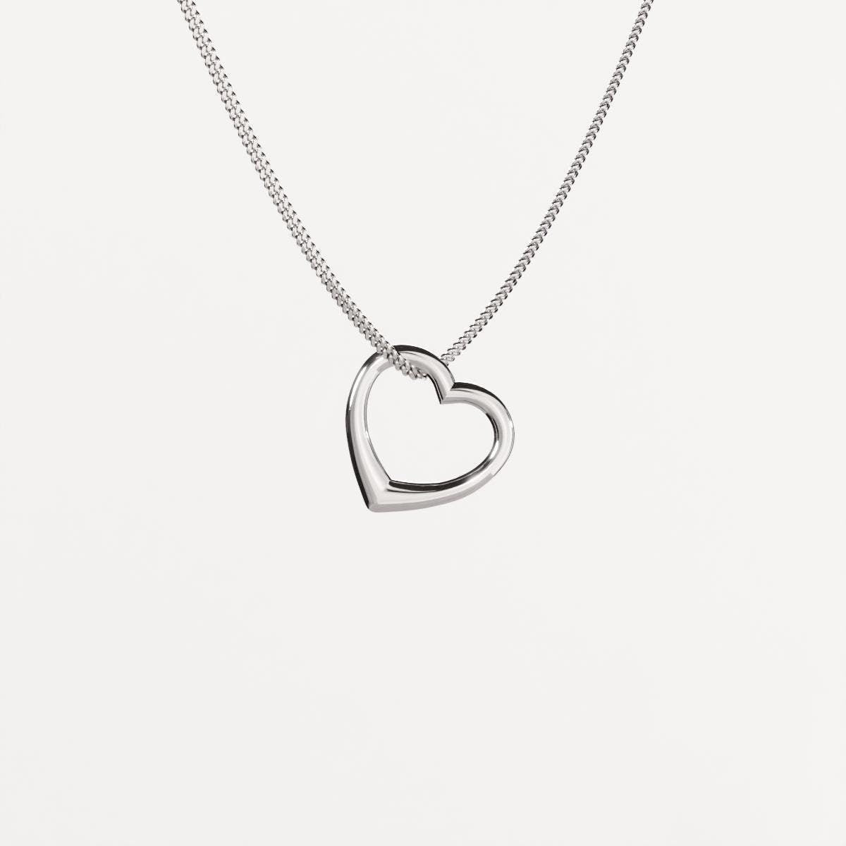 Open Heart Silver Pendant - Minimalist Jewelry