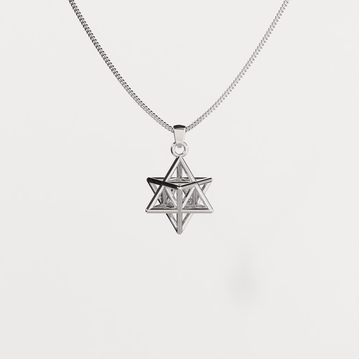 Tetrahedron Silver Pendant - Geometric Jewelry