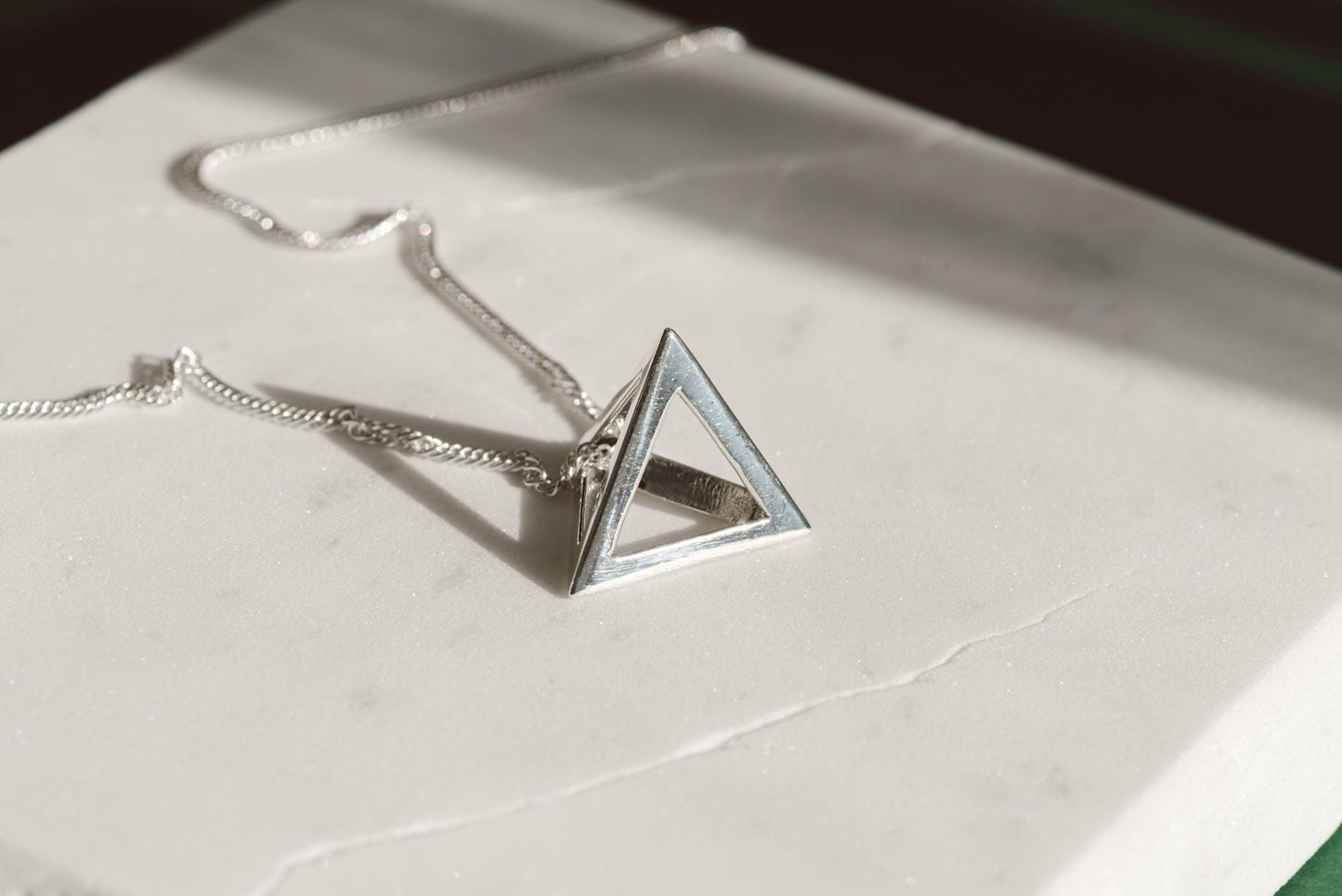 Tetrahedron Silver Pendant - Geometric Jewelry