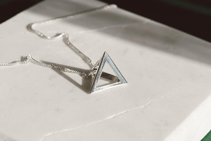 Tetrahedron Silver Pendant - Geometric Jewelry