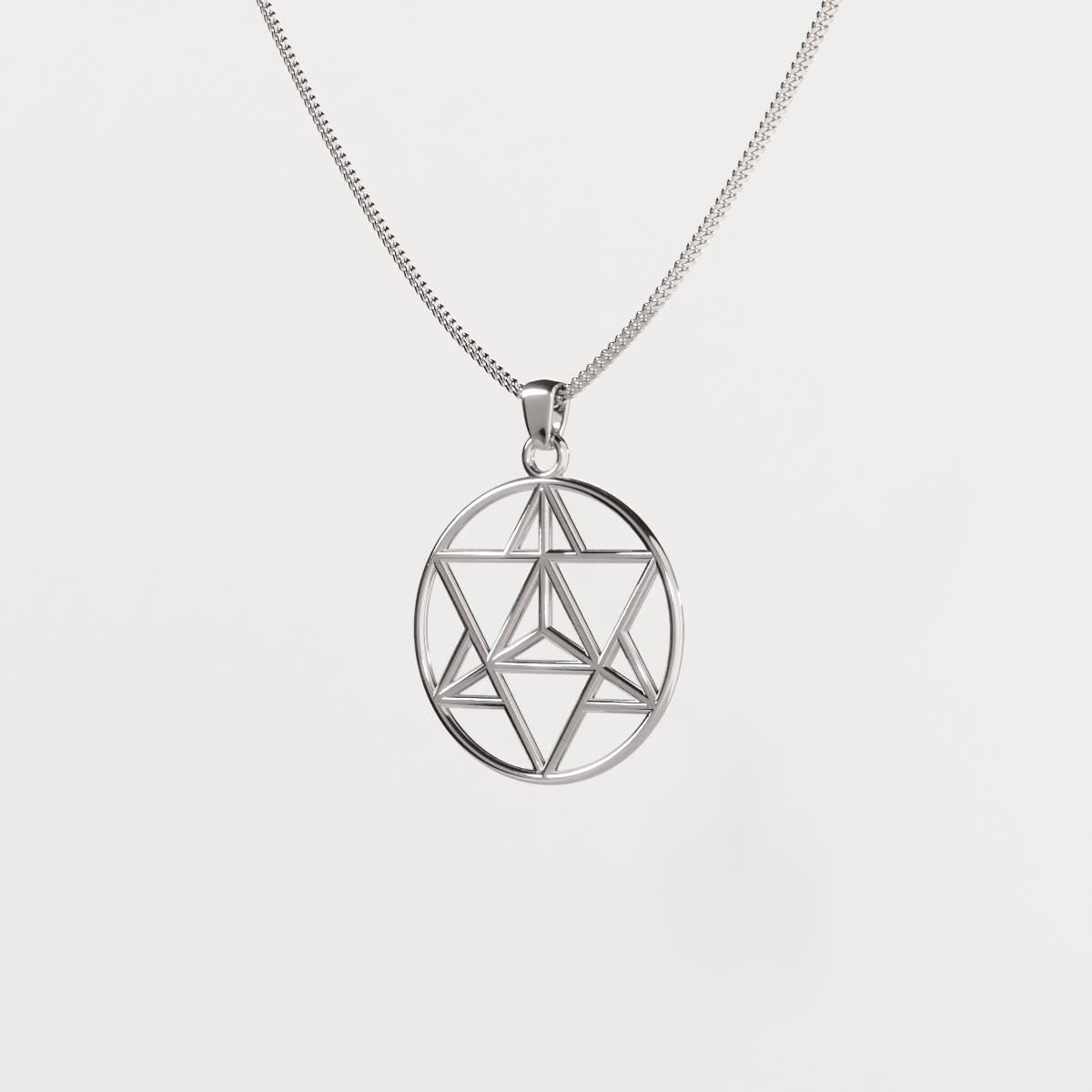 Tetrahedron Silver Pendant - Geometric Jewelry