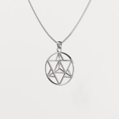 Tetrahedron Silver Pendant - Geometric Jewelry