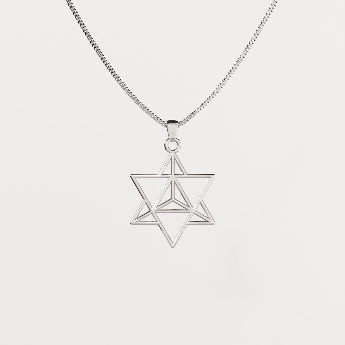 Tetrahedron Silver Pendant - Geometric Jewelry