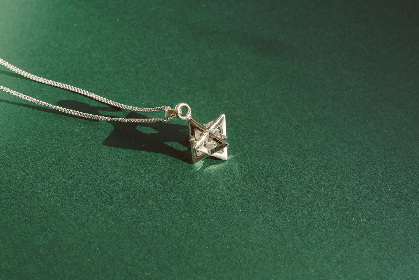 Tetrahedron Silver Pendant - Geometric Jewelry