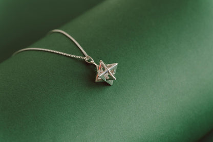 Tetrahedron Silver Pendant - Geometric Jewelry