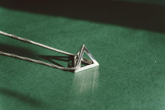 Tetrahedron Hollow Silver Pendant | Geometric Jewelry