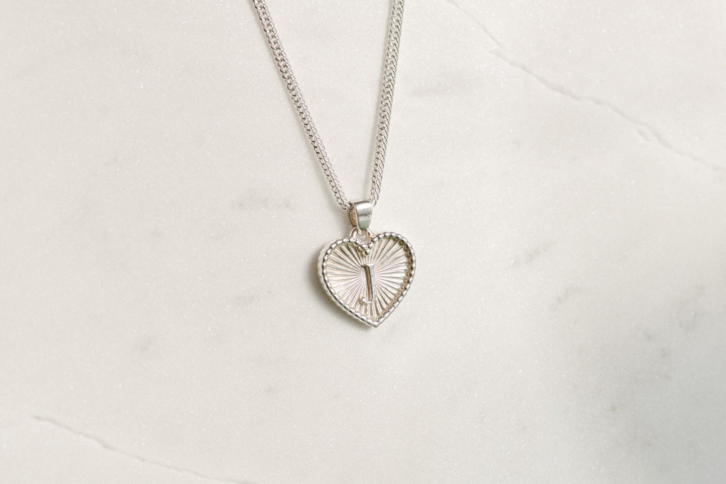 Heart Shaped Initial Silver Pendant - Customized Initial Jewelry