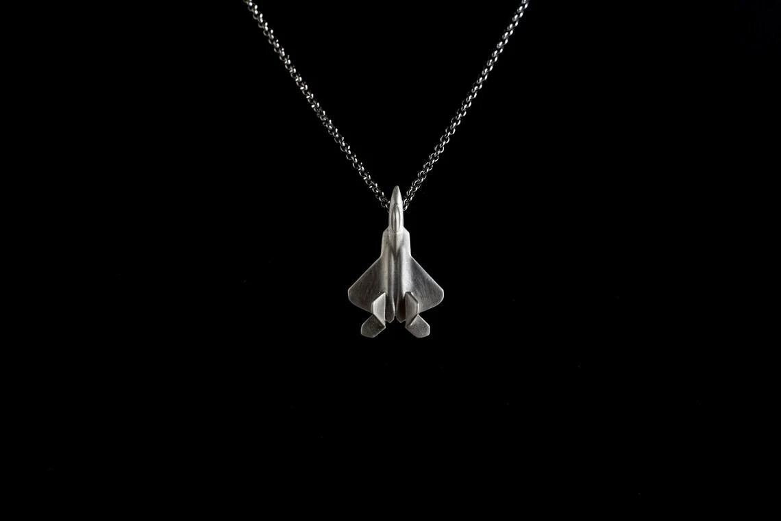 F-22 Silver Pendant - Aircraft Jewelry
