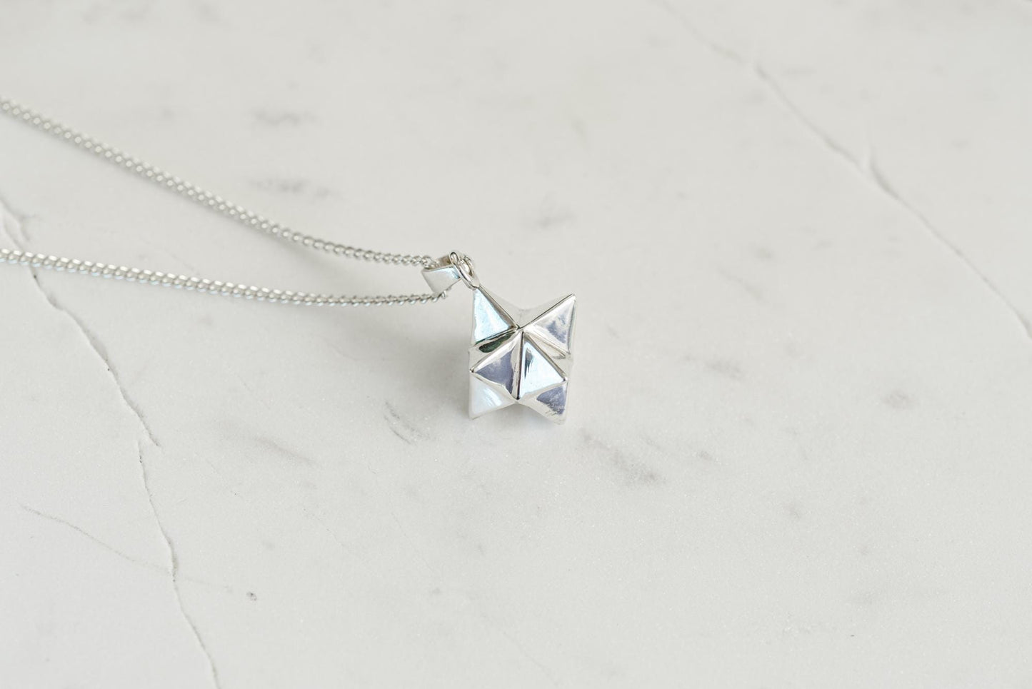 Tetrahedron 2 Silver Pendant - Geometric Jewelry