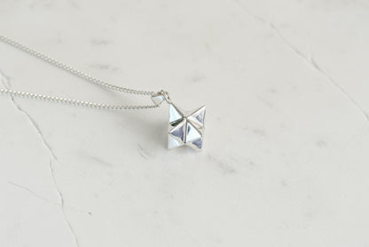 Tetrahedron 2 Silver Pendant - Geometric Jewelry