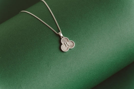 Trefoil Shaped Initial Silver Pendant | Customized Initial Jewelry