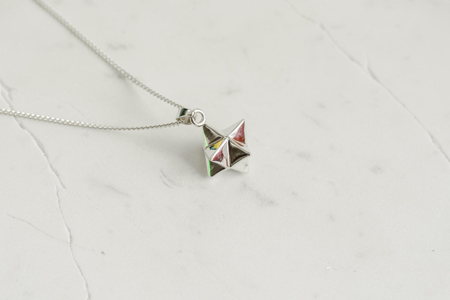 Tetrahedron 2 Silver Pendant - Geometric Jewelry
