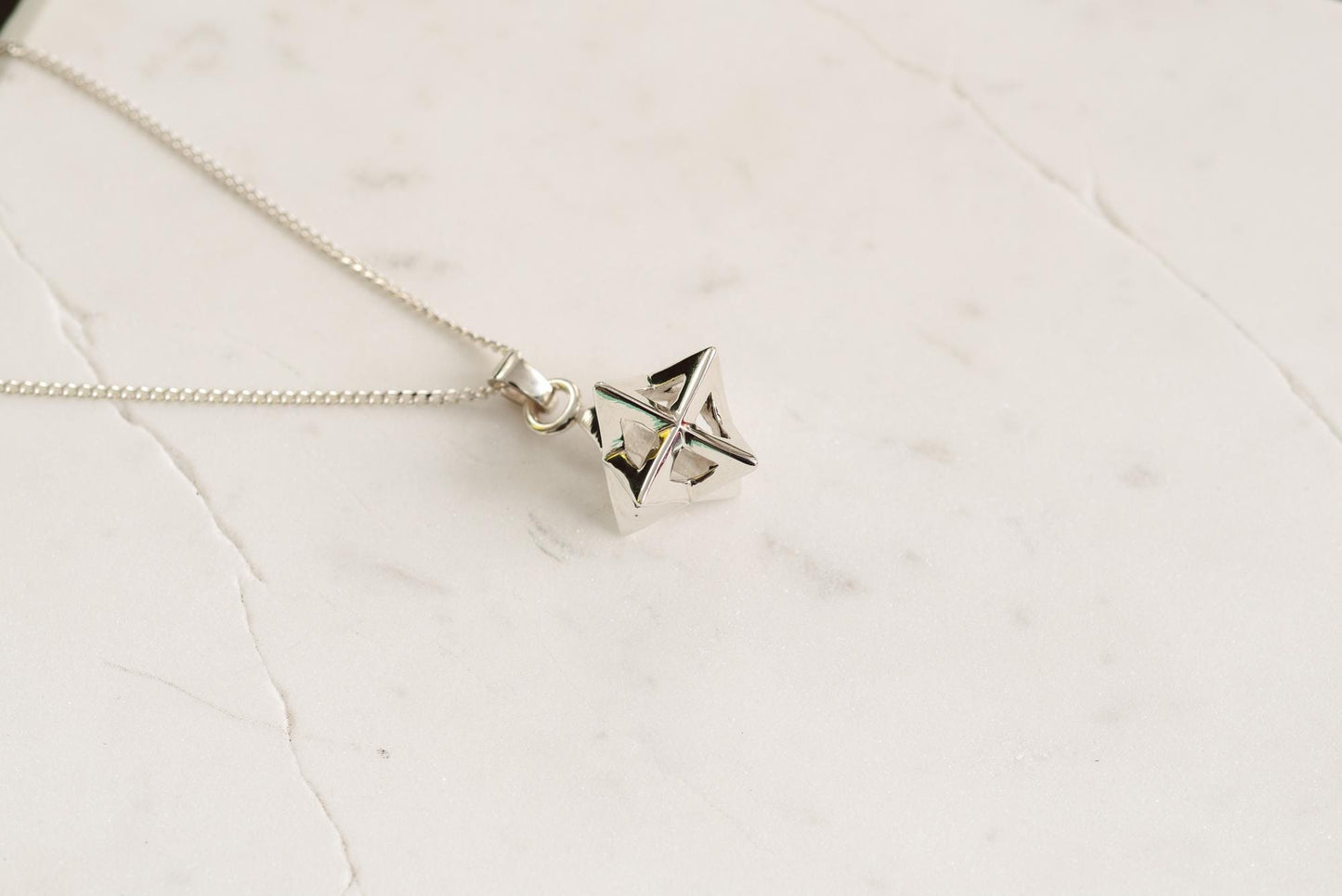 Tetrahedron Silver Pendant - Geometric Jewelry