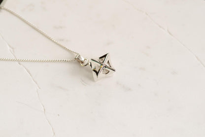 Tetrahedron Silver Pendant - Geometric Jewelry