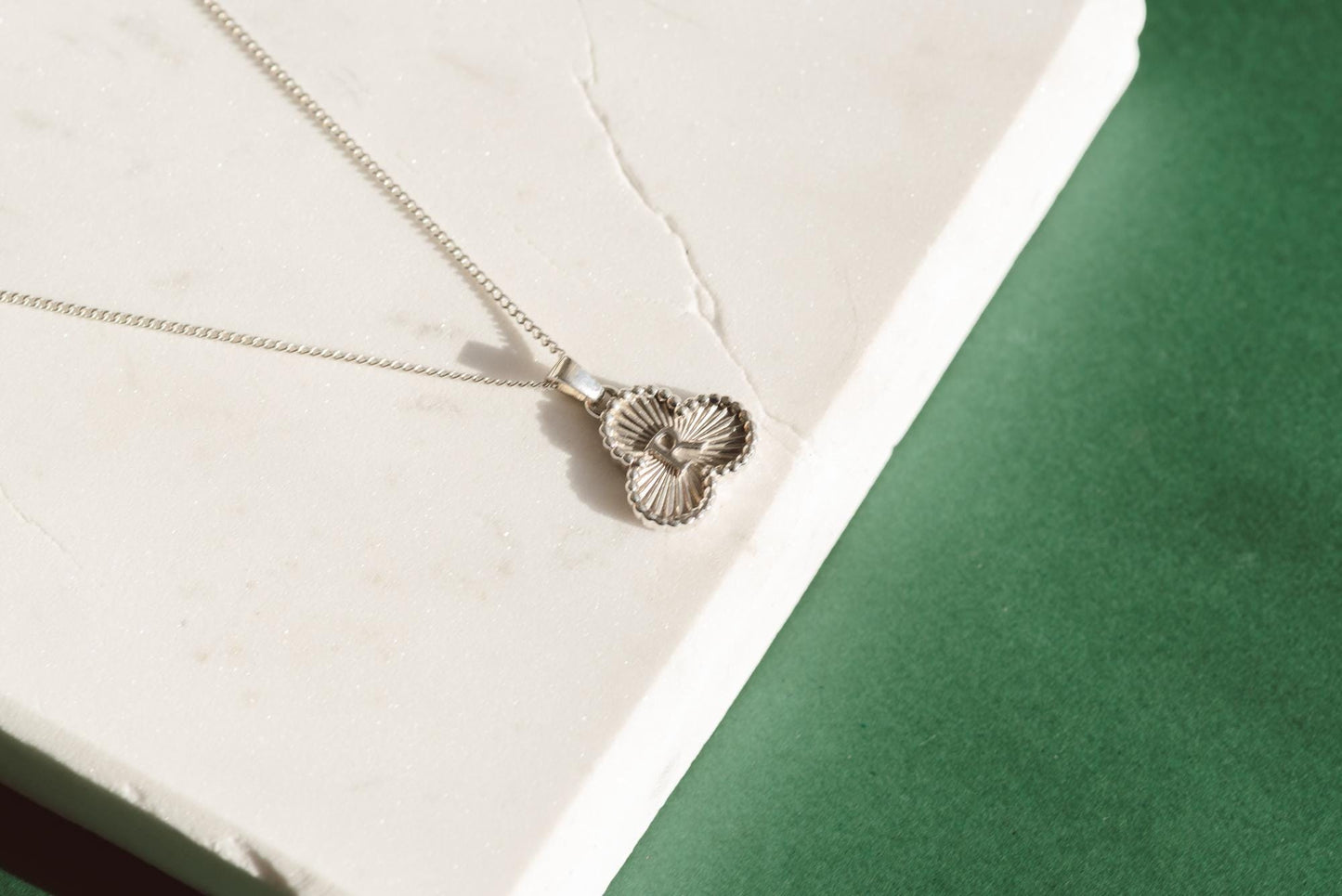 Trefoil Shaped Initial Silver Pendant - Customized Initial Jewelry