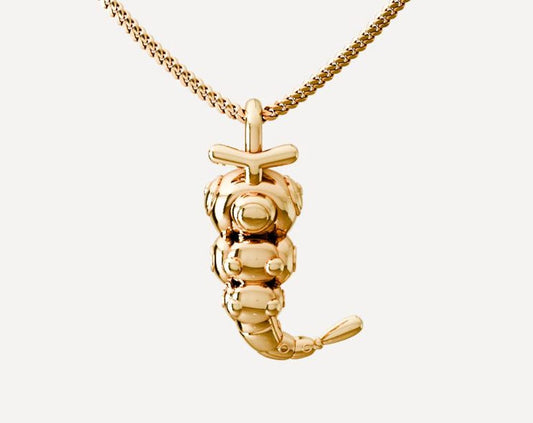 Caterpie 14k Gold Pendant - PKMN Gold Jewelry Perfect Gift For Trainers Gamers and Collectors
