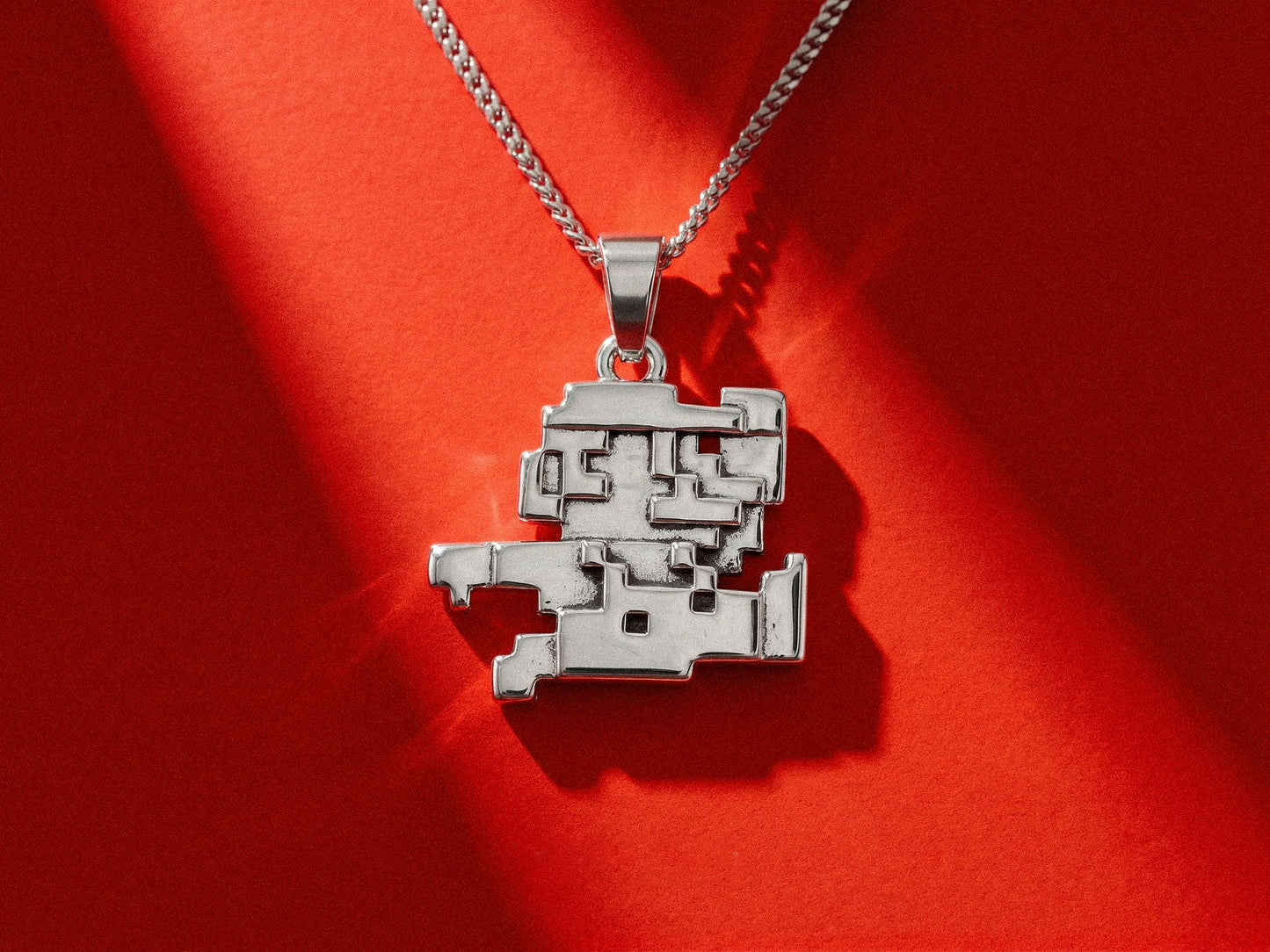 Mario Bros Retro Silver Pendant | Super Mario Jewelry