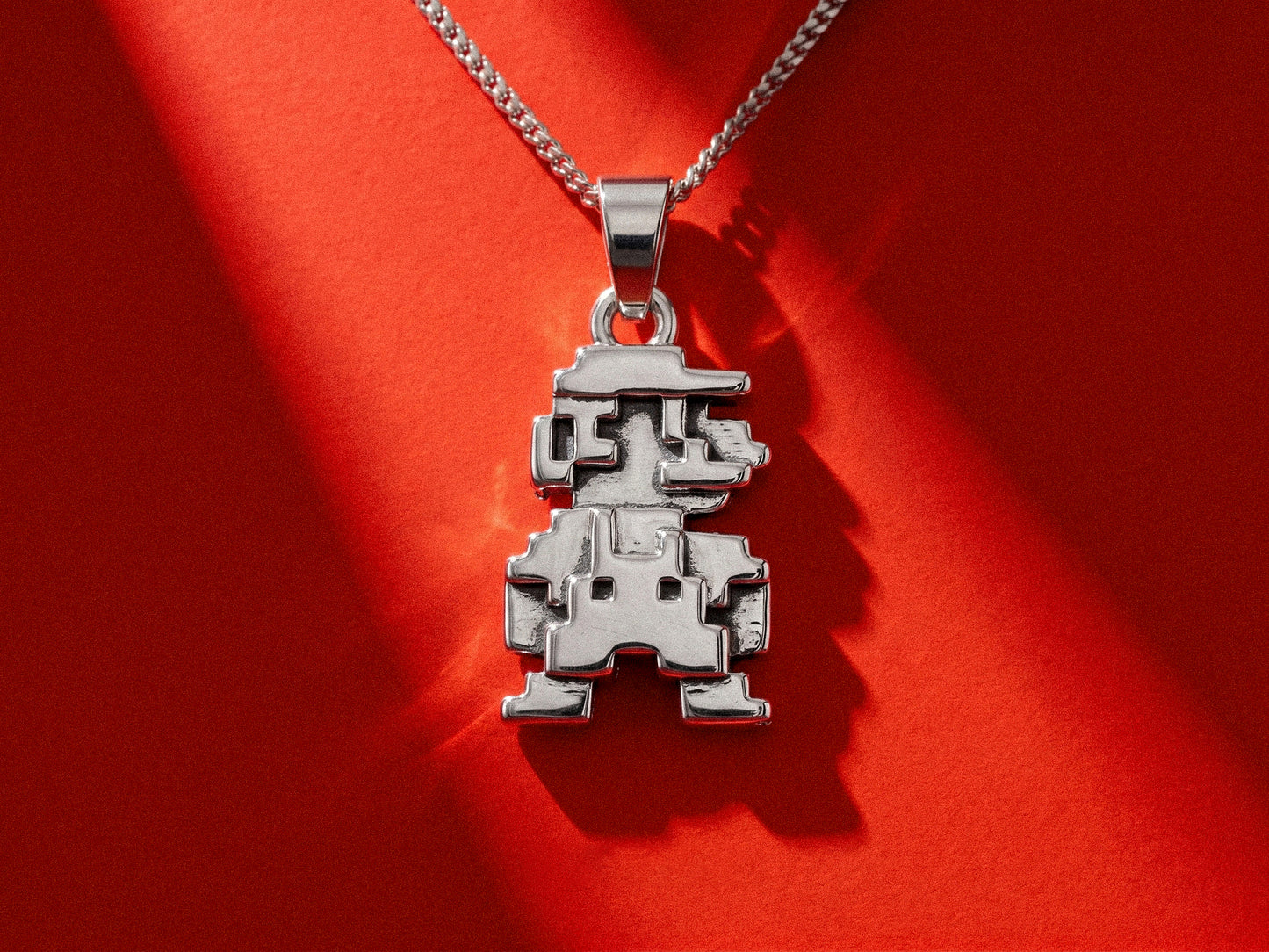 Mario Bros Retro Silver Pendant V2 | Super Mario Jewelry